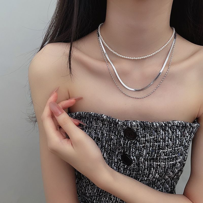 925 Sterling Silver Double Layer Twin Snake Bone Fine Necklace Female Special-interest Design High-grade Olive Choker Blade Clavicle Chain