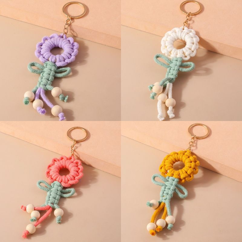 Cute Flower Fabric Zinc Alloy Keychain