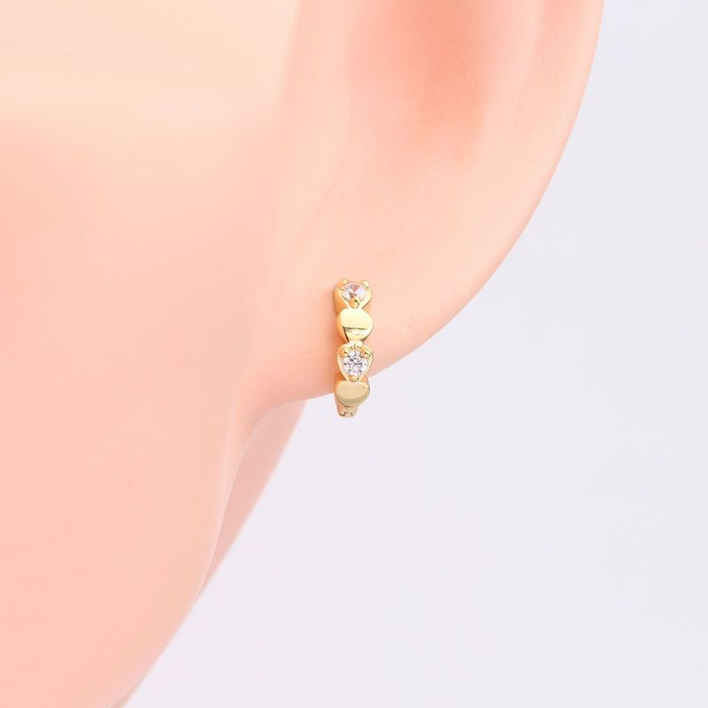 1 Pair Simple Style Heart Shape Inlay Sterling Silver Gem Earrings
