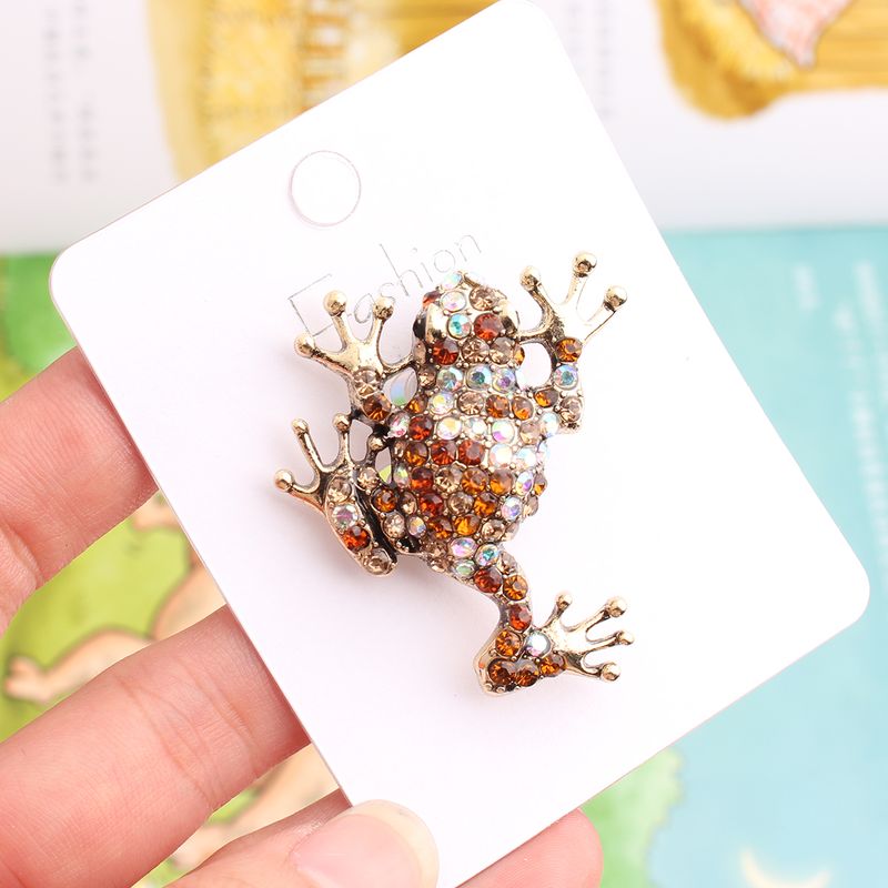 Simple Style Commute Frog Alloy Asymmetrical Rhinestones Women's Brooches