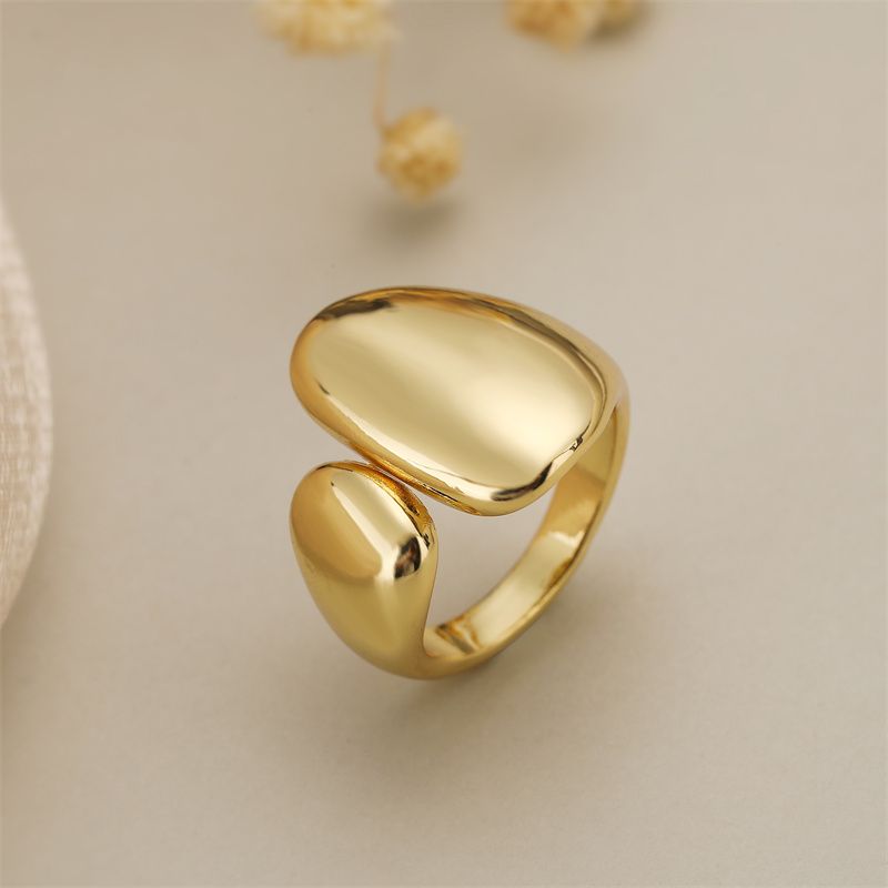 Luxuriös Herzform Kupfer Überzug Inlay Zirkon Vergoldet Offener Ring