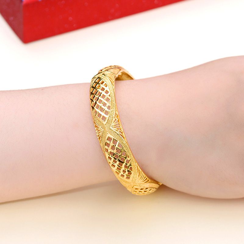 Ethnic Style Solid Color Copper Gold Plated Bangle In Bulk