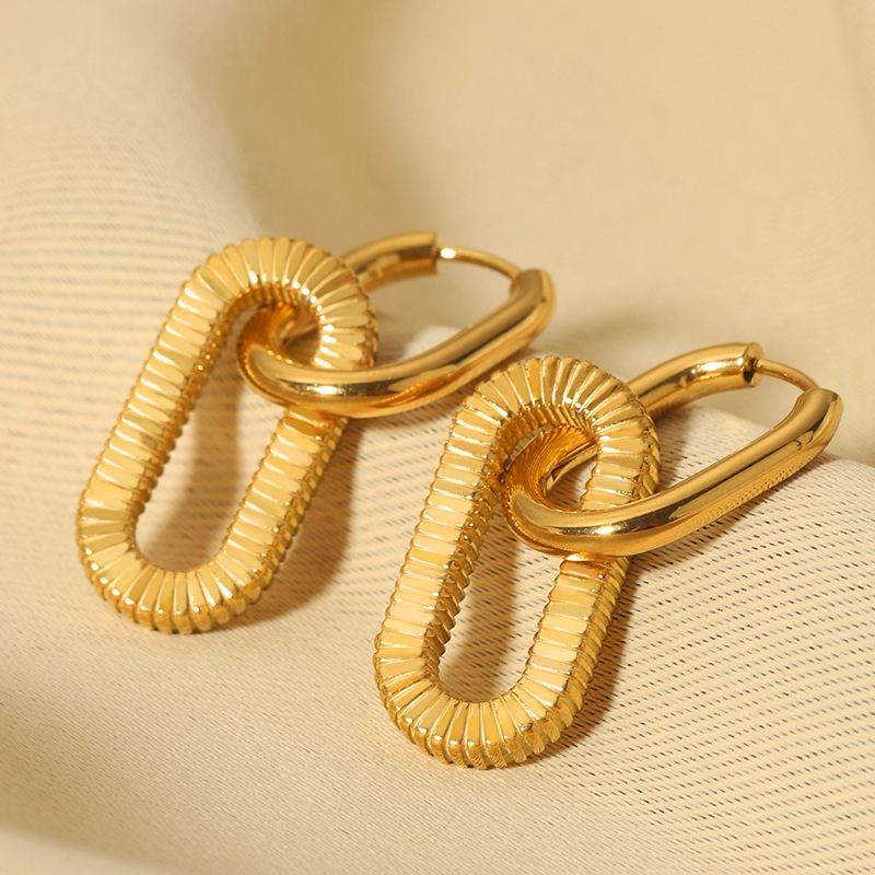 1 Paar Französische Art Quadrat Überzug Edelstahl 304 18 Karat Vergoldet Ohrringe