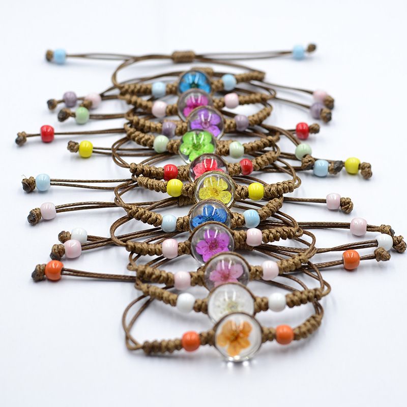 Simple Style Flower Dried Flower Glass Knitting Women's Bracelets