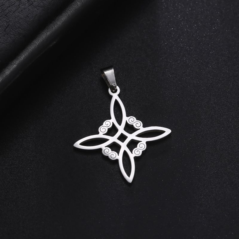 One Piece Dropshipping Titanium Steel Cut 18k Real Gold Plating Non-fading Witch Knot Hollow Shape Stainless Steel Pendant