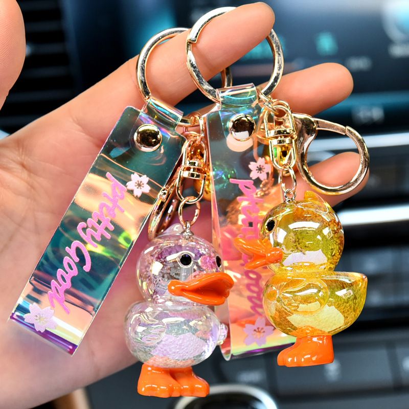 Cute Color Block Duck Pu Women's Keychain