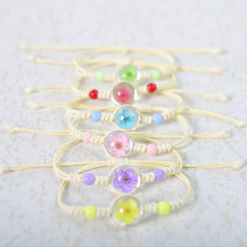 Vintage Style Pastoral Flower Ccb Beads Dried Flower Glass Knitting Women's Bracelets