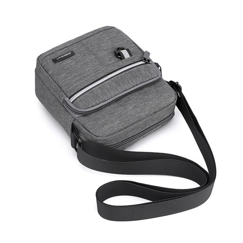 Men's Solid Color Canvas Zipper Shoulder Bag Crossbody Bag