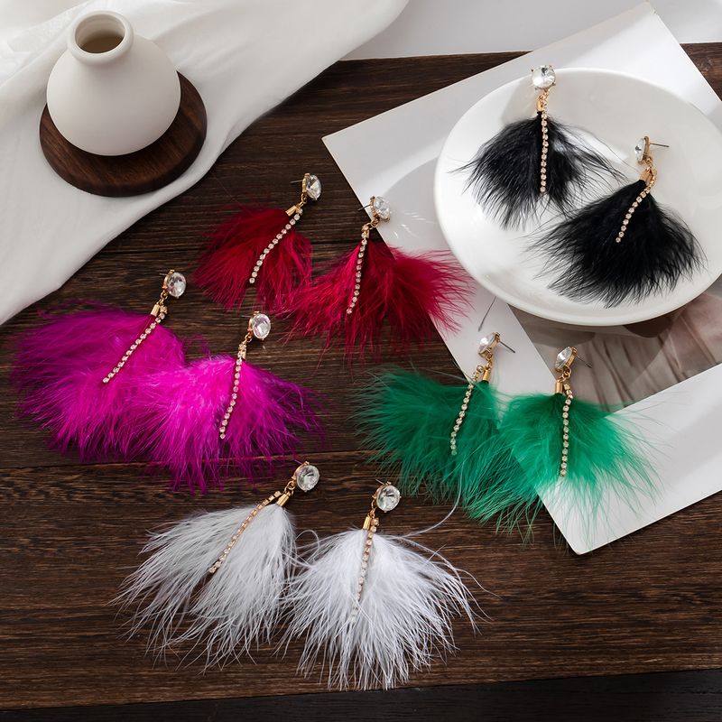 Wholesale Jewelry Streetwear Geometric Imitation Pearl Feather Drop Earrings