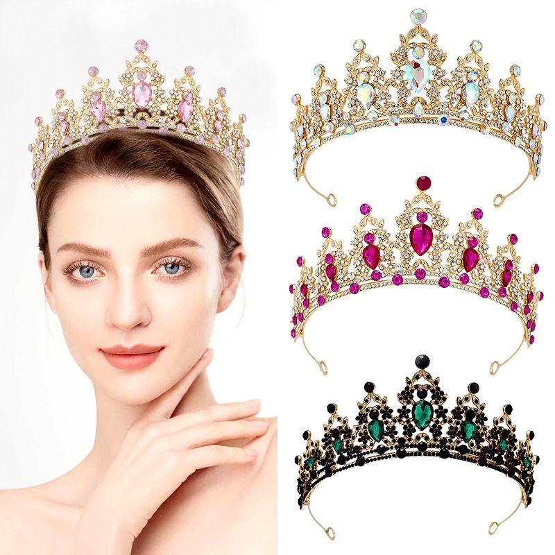 Glam Luxurious Lady Crown Alloy Plating Inlay Zircon Crown