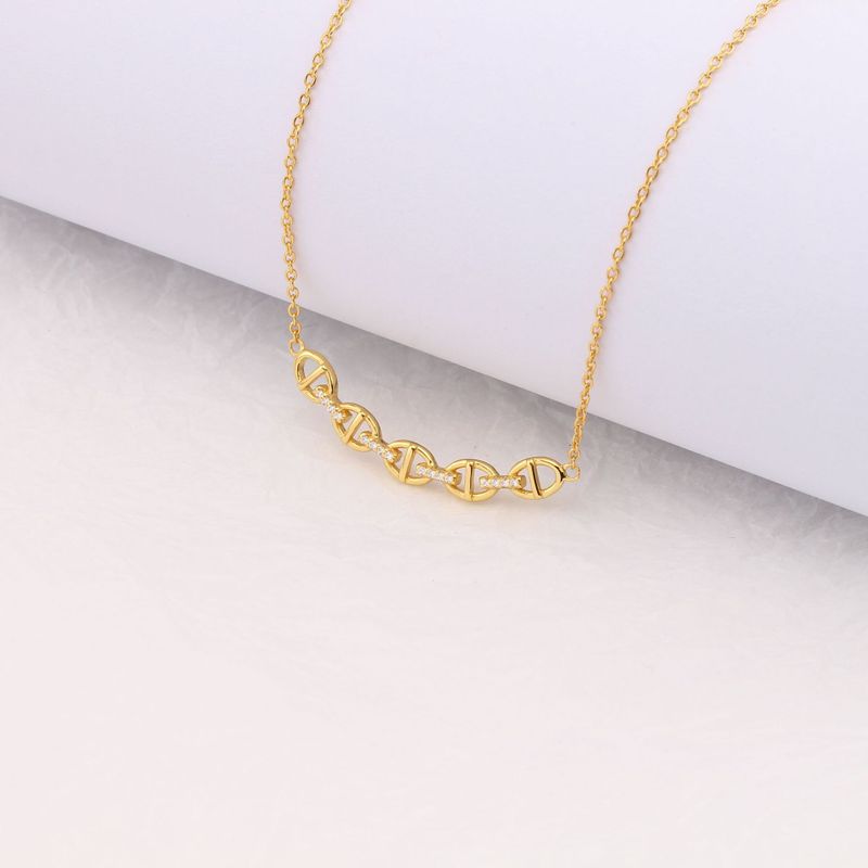 Basic Solid Color Sterling Silver 18k Gold Plated Zircon Necklace In Bulk