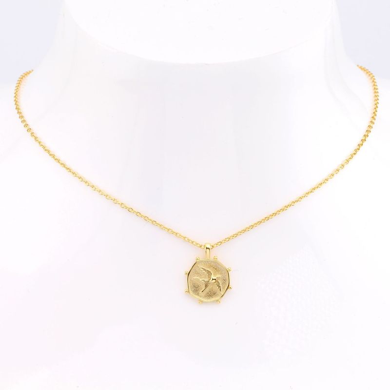 Simple Style Solid Color Sterling Silver 18k Gold Plated Pendant Necklace In Bulk