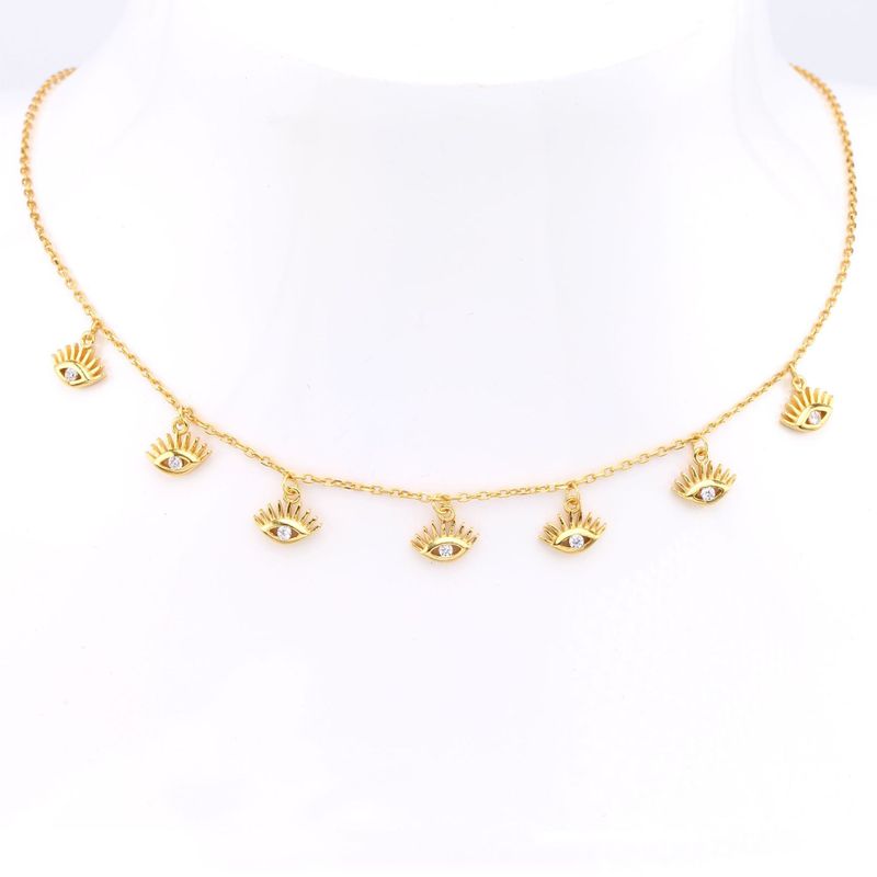 Simple Style Round Sterling Silver 18k Gold Plated Zircon Necklace In Bulk
