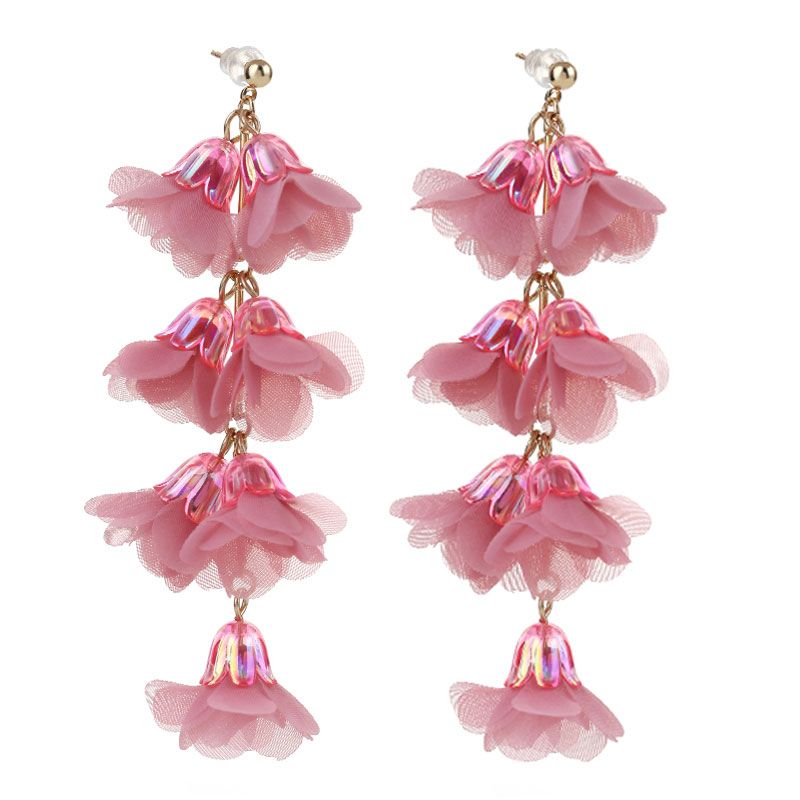 Wholesale Jewelry Commute Flower Arylic Cloth Printing Drop Earrings