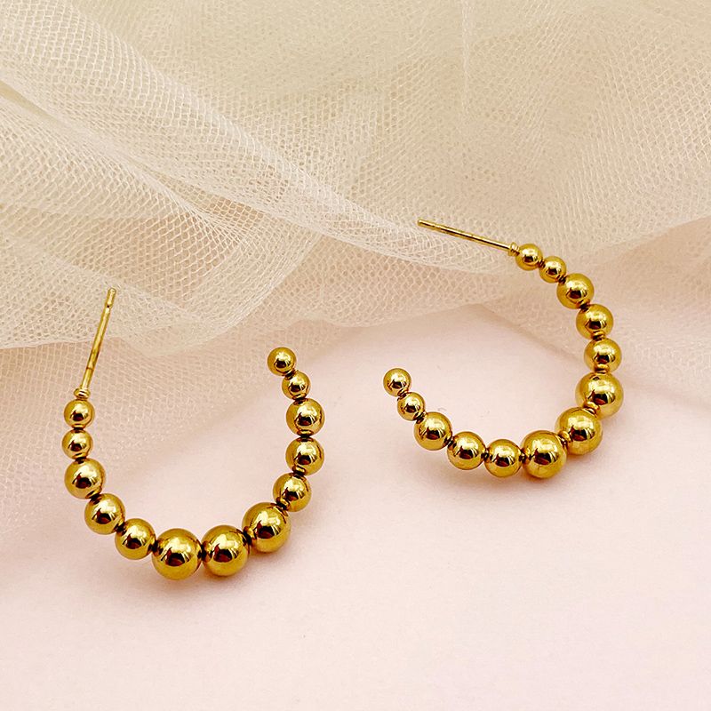 1 Pair Vintage Style Simple Style Roman Style C Shape Plating 304 Stainless Steel Gold Plated Ear Studs