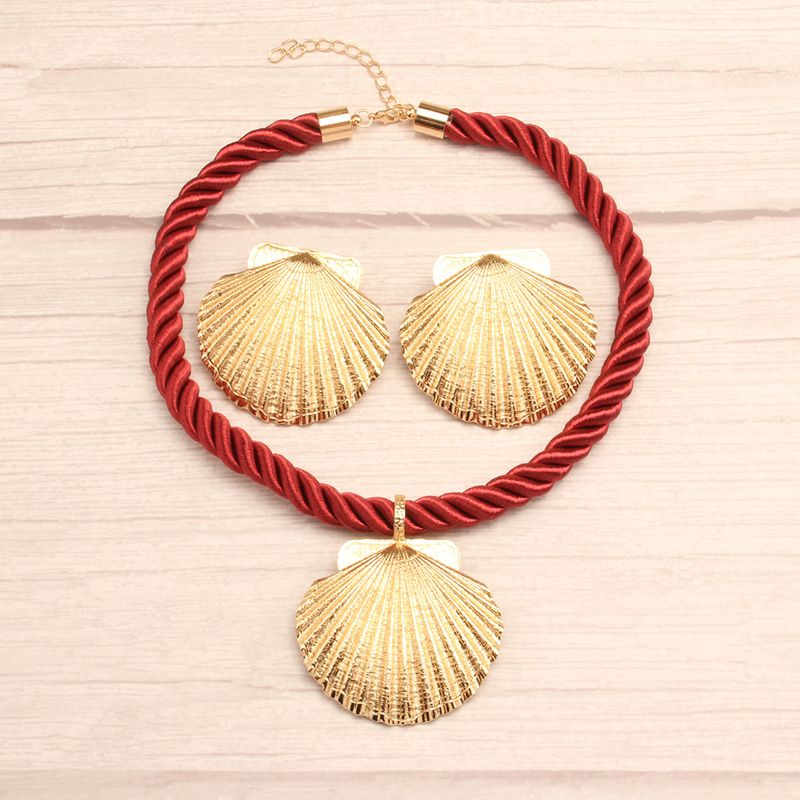 Vintage Style Exaggerated Simple Style Shell Synthetic Fibre Alloy Wholesale Jewelry Set