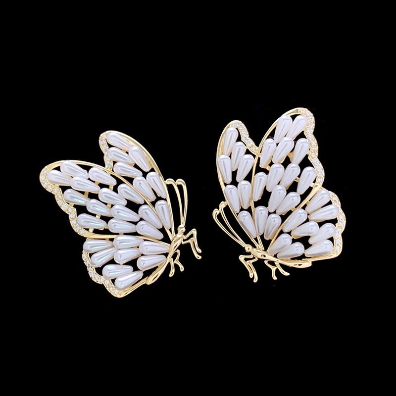 1 Paire Dame Style Classique Papillon Le Cuivre Des Boucles D'oreilles