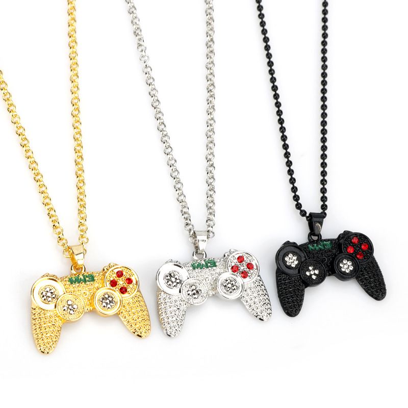 Diamond-embedded Game Machine Handle Necklace Childhood Memory Necklace Ornament Hip-hop Hipster Men's Ornament Wholesale
