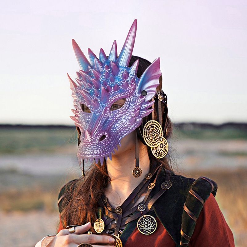 Drôle Animal Dragon Caoutchouc Mousse Mascarade Carnaval Festival Masque De Fête