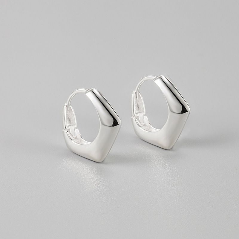 1 Pair Simple Style Rhombus Sterling Silver Earrings