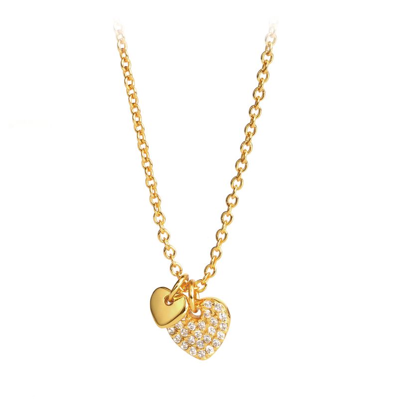 Simple Style Heart Shape Sterling Silver Zircon Pendant Necklace In Bulk