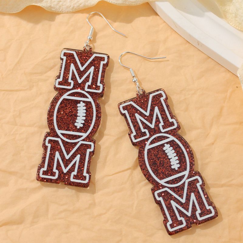 1 Pair Casual Simple Style Letter Football Iron Drop Earrings