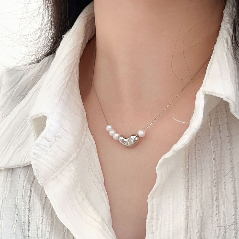 Silver Ruitai S925 Sterling Silver New Chinese Pearl Necklace Sweet Cool Advanced Design Sense Clavicle Chain Beaded Necklace Girls