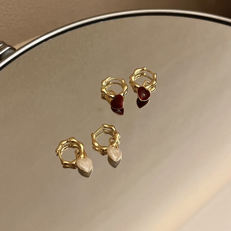 1 Pair Sweet Heart Shape Plating Copper Earrings