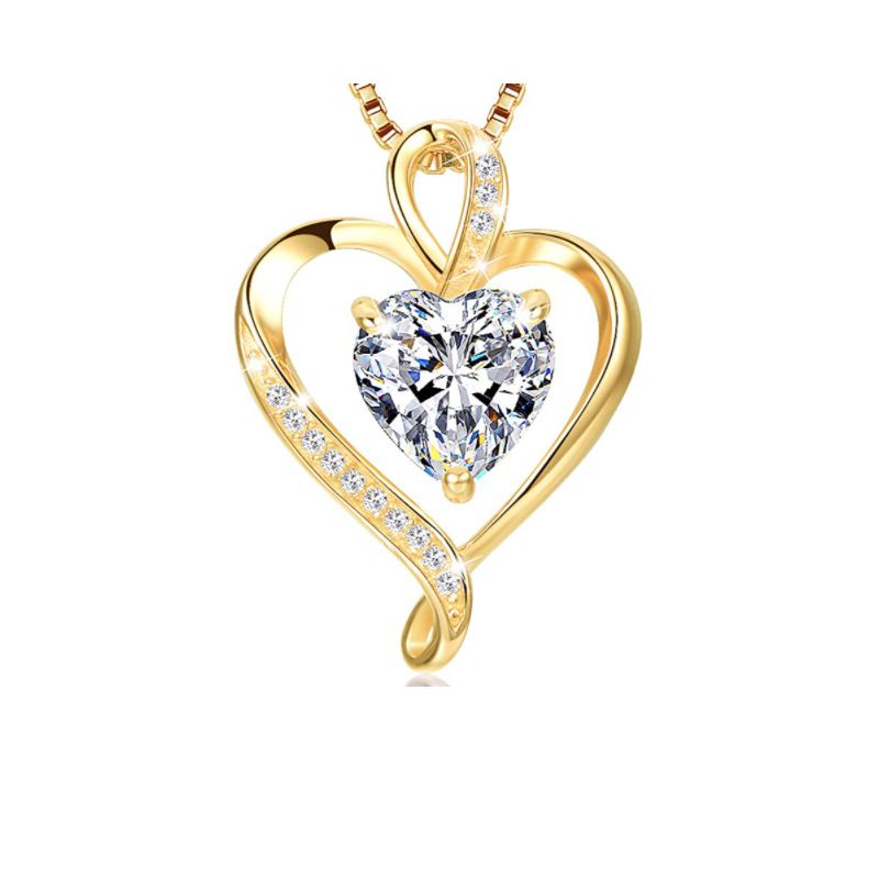 Sucré Forme De Cœur Le Cuivre Placage Incruster Zircon Pendentif