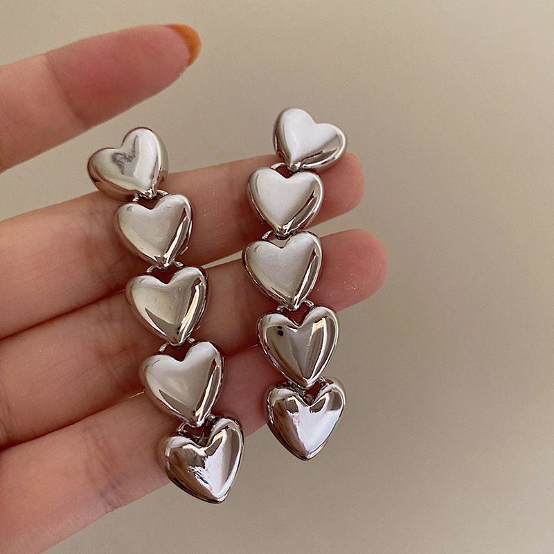 Wholesale Jewelry Simple Style Heart Shape Alloy Plating Drop Earrings