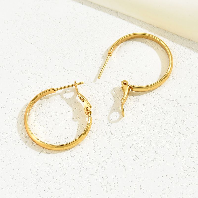 1 Pair IG Style Basic Round Plating 201 Stainless Steel 18K Gold Plated Earrings