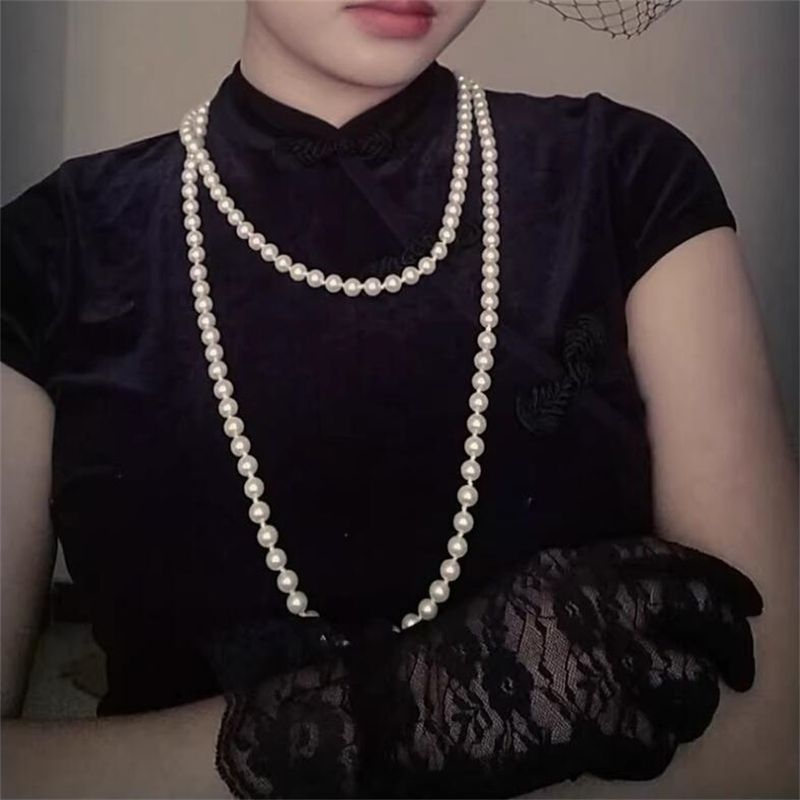 Elegante Señora Color Sólido Perla De Imitación Mujeres Collar