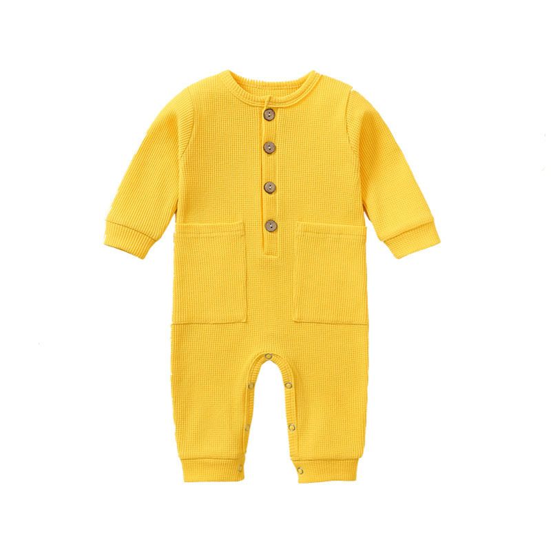 Casual Classic Style Solid Color Cotton Baby Rompers