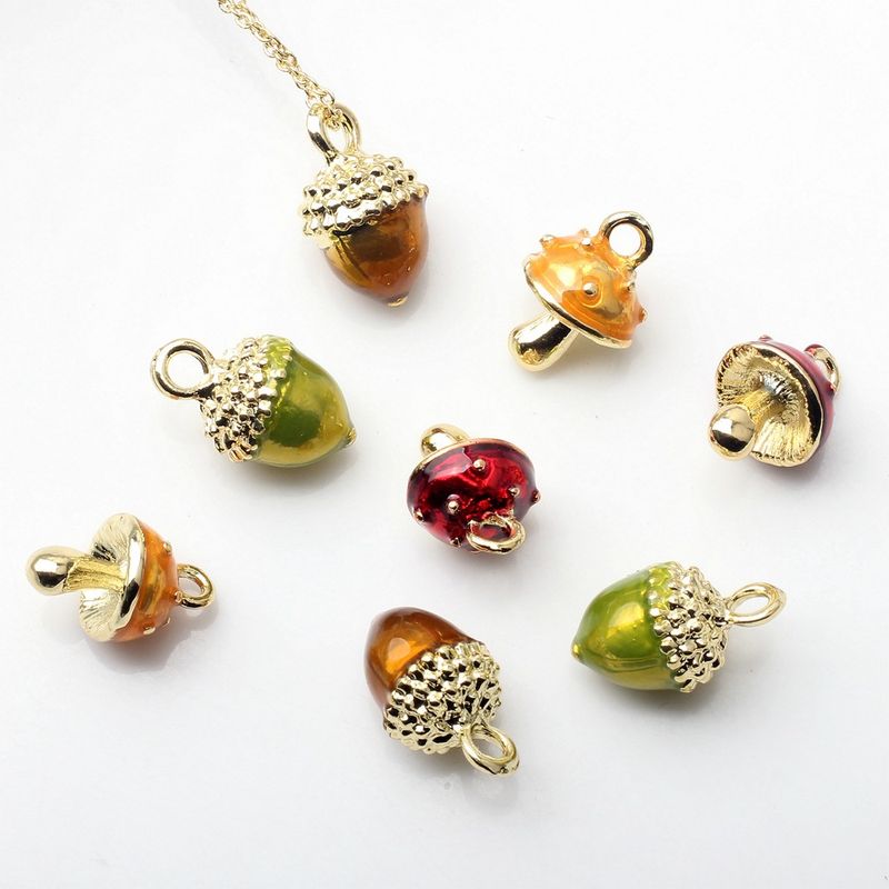 10 Pcs/package Ig Style Cute Pine Cones Mushroom Alloy Enamel Jewelry Accessories