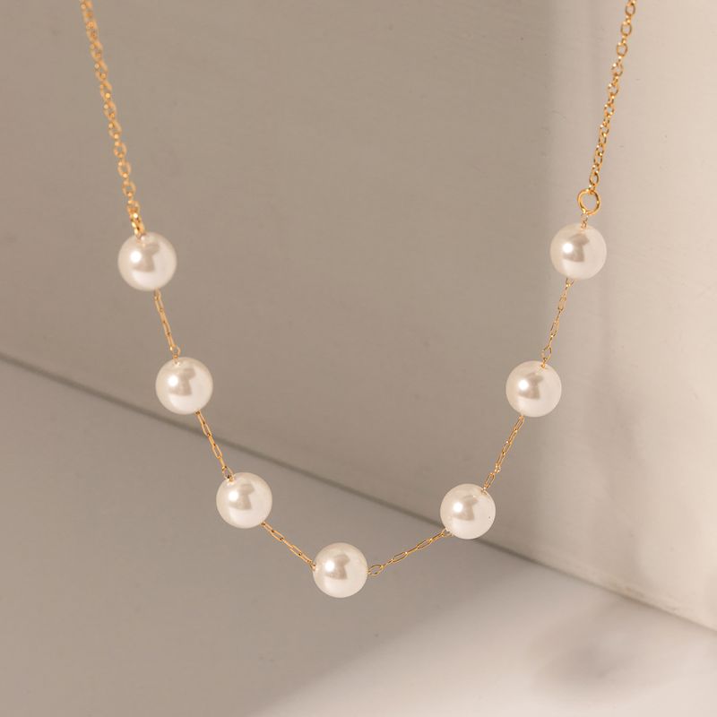 Ig Style Pearl Stainless Steel 18k Gold Plated Necklace