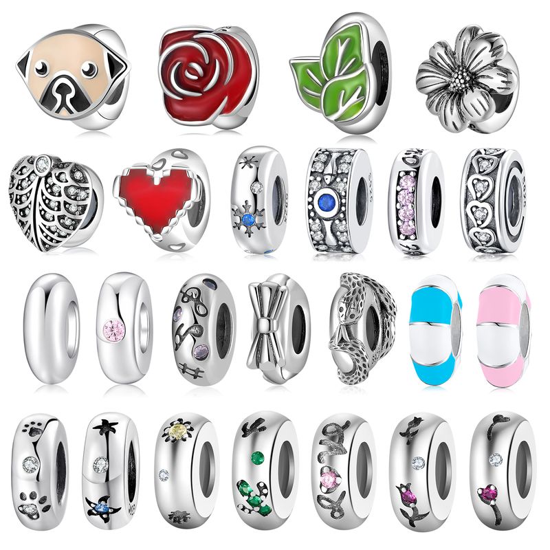 Sweet Simple Style Heart Shape Rose Snake Sterling Silver Epoxy Inlay Zircon Jewelry Accessories