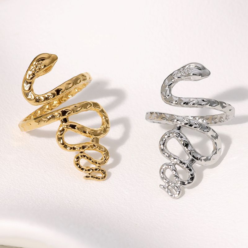 Edelstahl 304 18 Karat Vergoldet Elegant Einfacher Stil Überzug Schlange Offener Ring