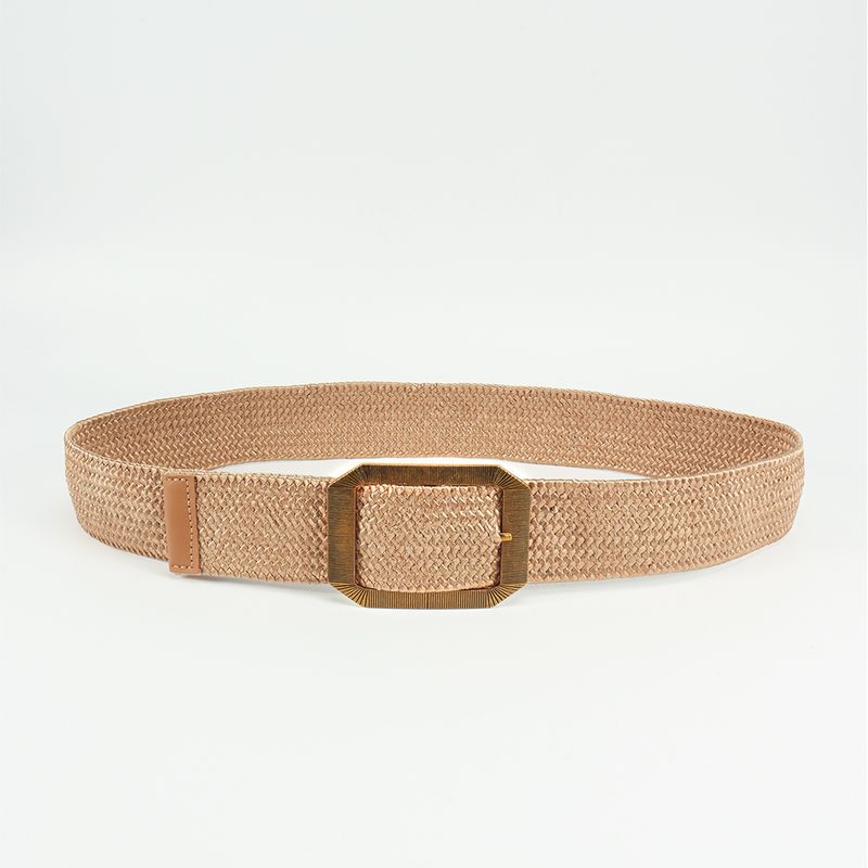 Simple Style Solid Color Synthetic Fibre Alloy Buckle Women's Woven Belts