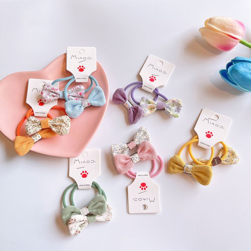 Kid's Cute Ditsy Floral Bow Knot Cloth Hair Tie