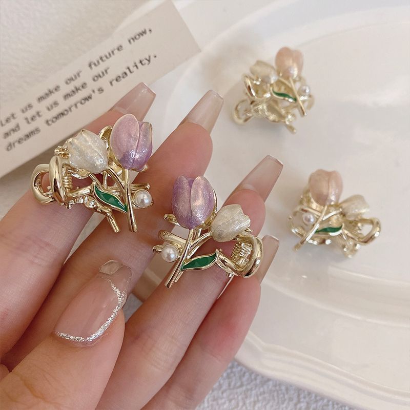 Women's Sweet Flower Alloy Plating Inlay Artificial Pearls Hair Claws