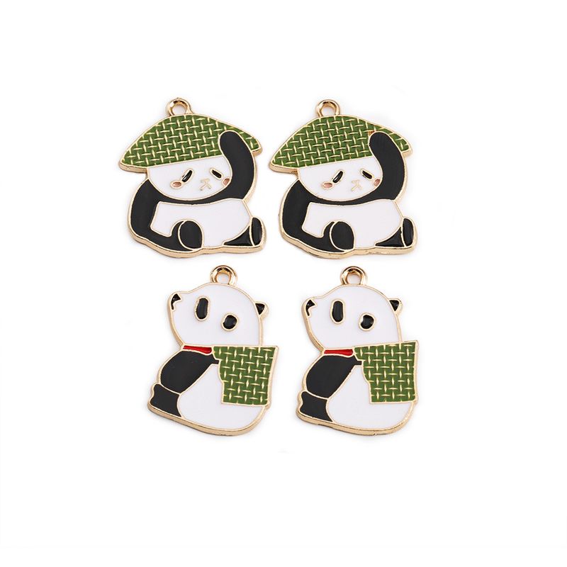 10 Pcs/package Cute Panda Alloy Enamel Jewelry Accessories