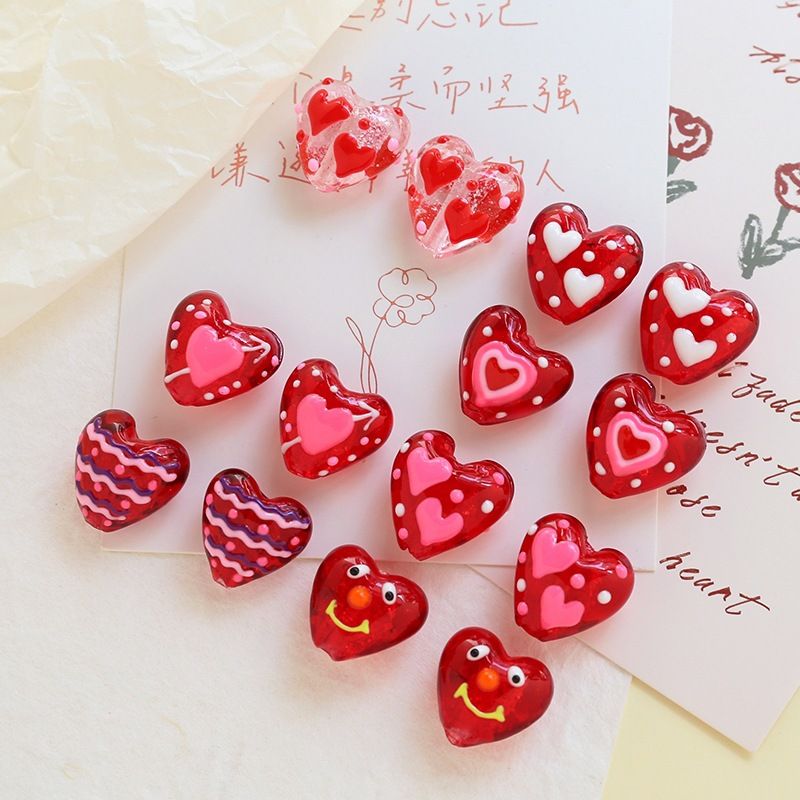 1 Piece 19 * 20mm Glass Heart Shape Beads