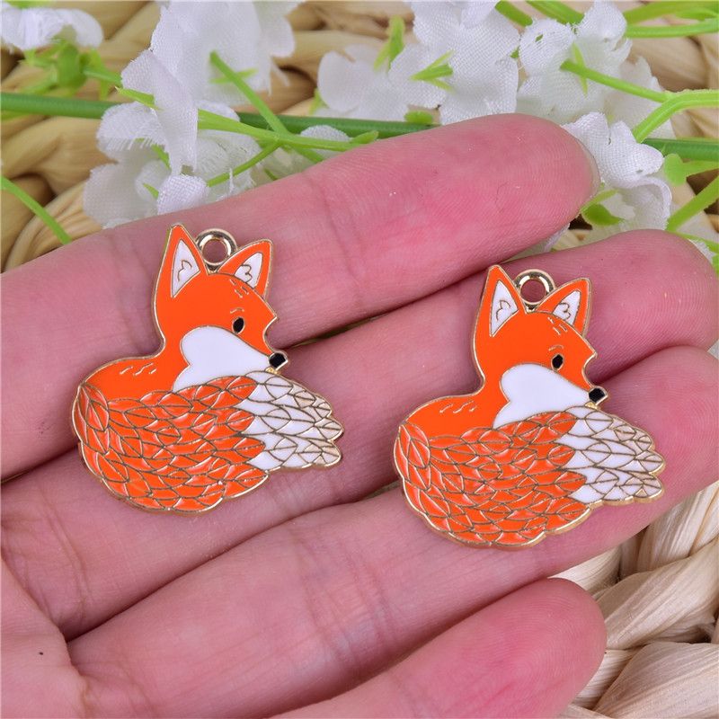10 Pcs/package Cute Fox Alloy Enamel Jewelry Accessories