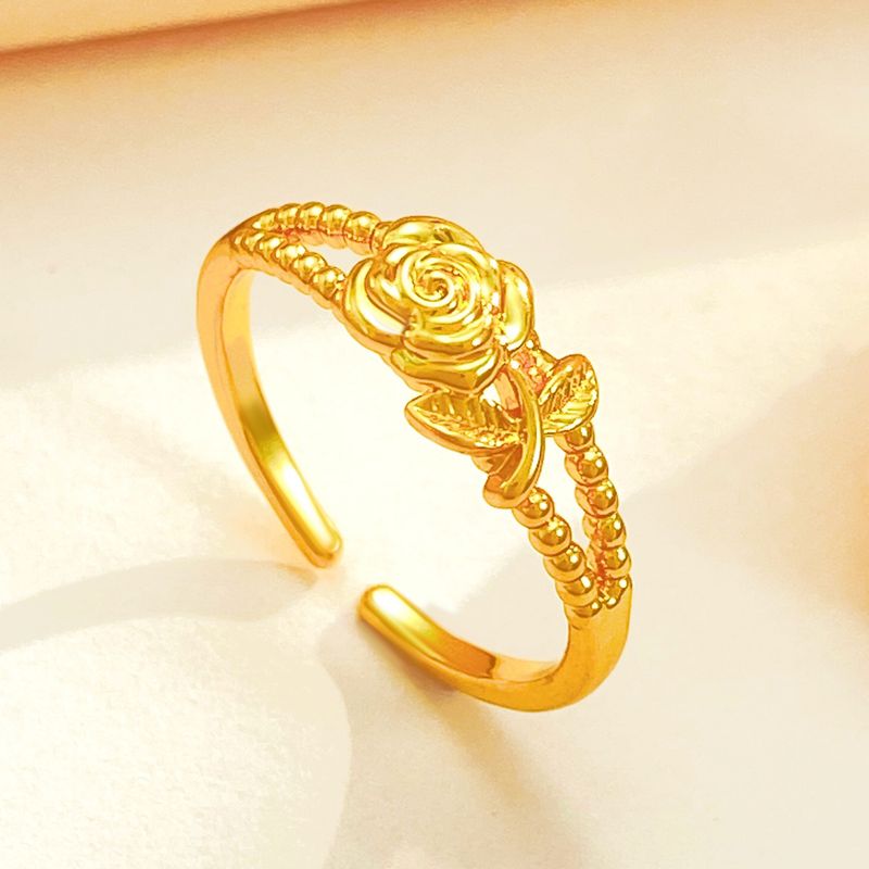 Luxurious Wedding Bridal Rose Copper Women's Open Rings