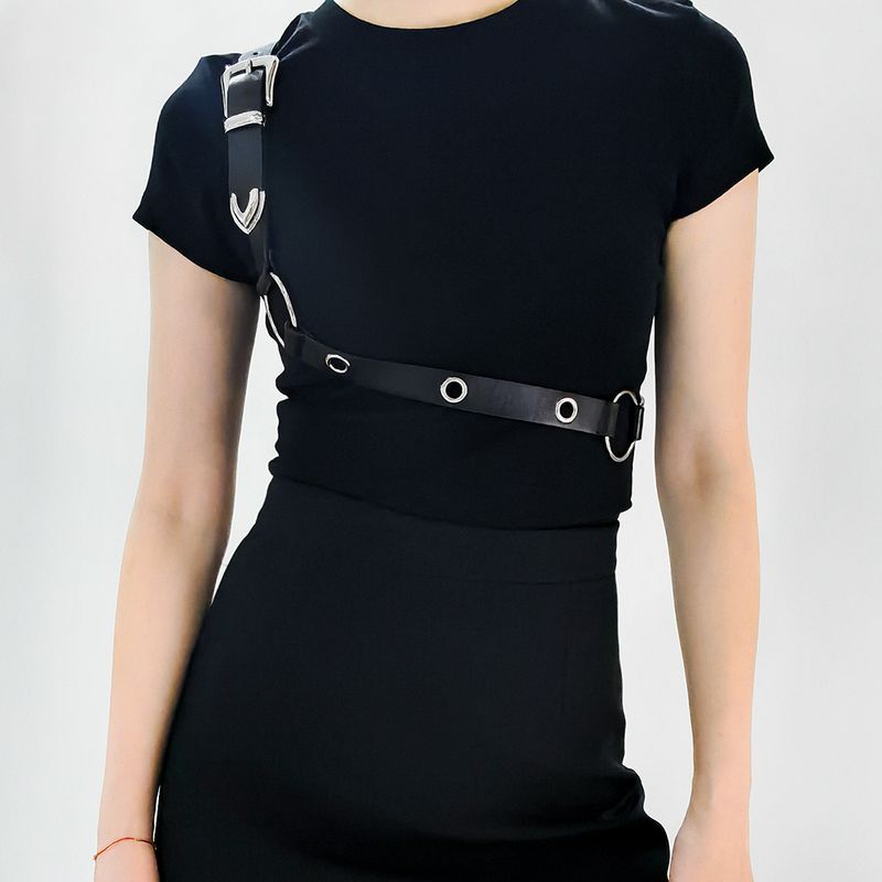 Simple Style Geometric Alloy Metal Button Women's Leather Belts