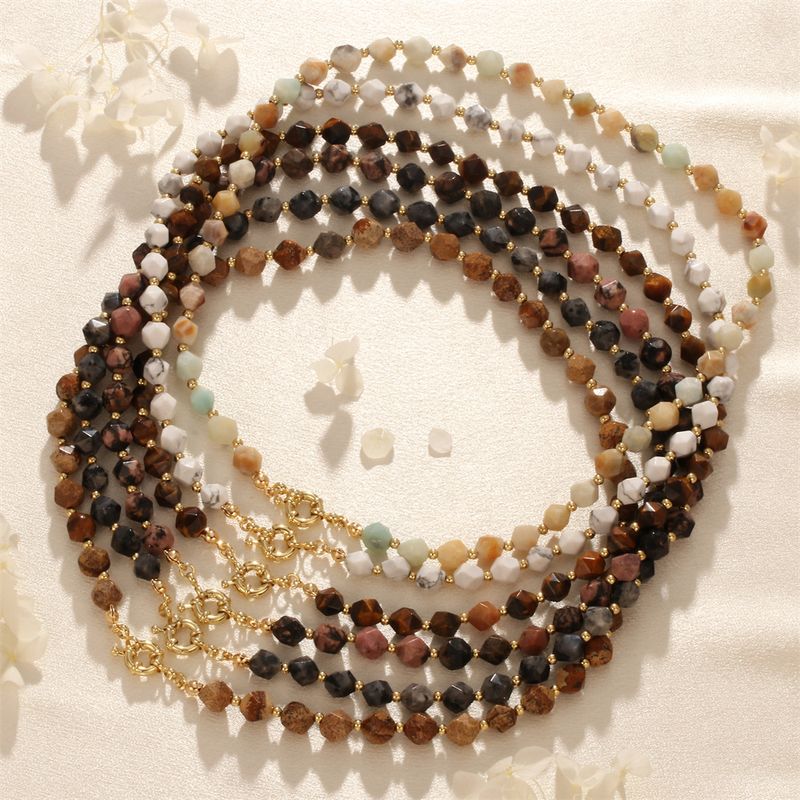 Ig-stil Vintage-stil Geometrisch Stein Perlen Überzug 18 Karat Vergoldet Unisex Halskette