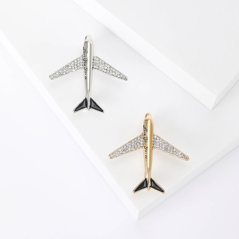 Casual Airplane Alloy Inlay Artificial Crystal Women's Brooches