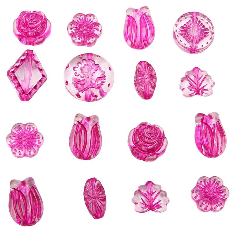 1 Set Arylic Rose Flower Rhombus Beads