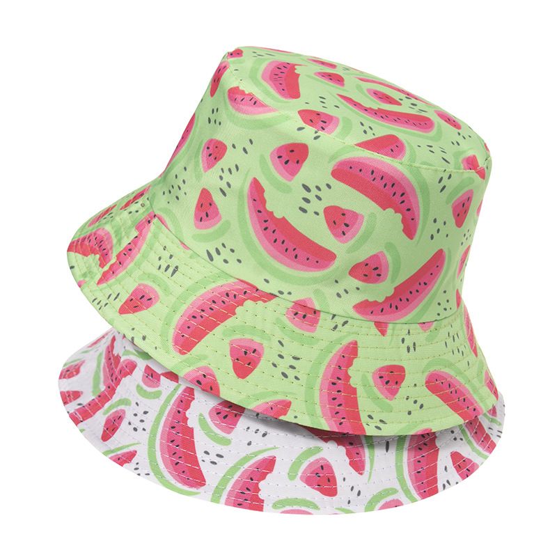 Unisex Süß Wassermelone Flache Traufen Bucket Hat