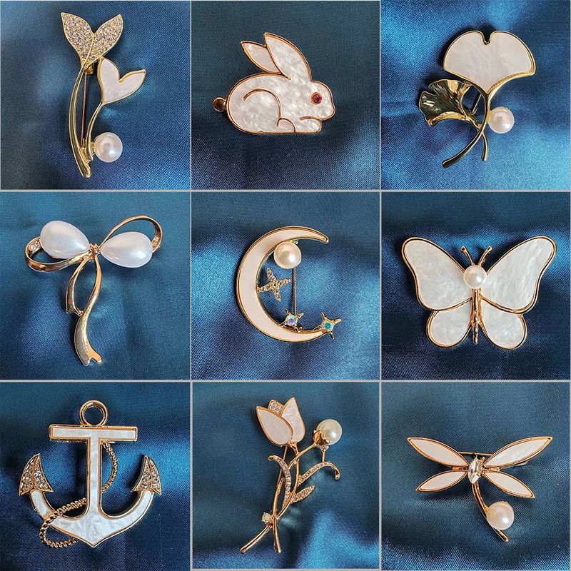 Cute Animal Flower Alloy Inlay Imitation Shell Women's Brooches